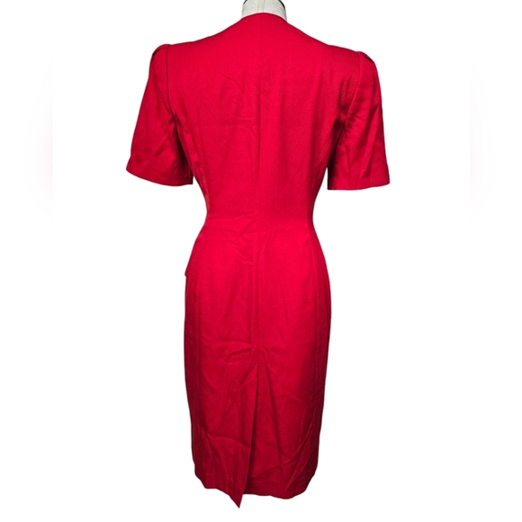 Kasper For A.S.L Petite Red Vintage Military Padded Gold Button Down Dress 4P - Picture 6 of 12